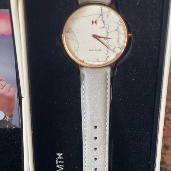 Woman’s MVMT grey leather wristwatch EUC - Picture 2 of 3